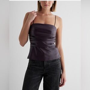 NWT Express Faux Leather Pleated Peplum Cami - size XL
